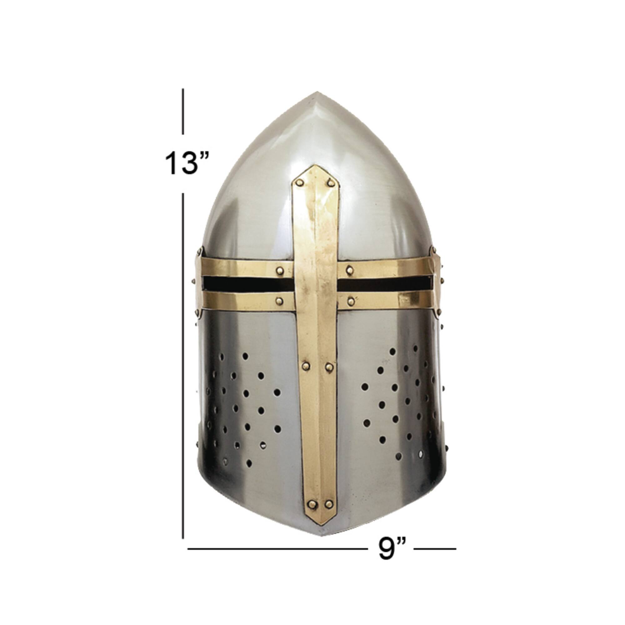 Silver Iron Eclectic Medieval Helmet, 13" x 9" x 9"